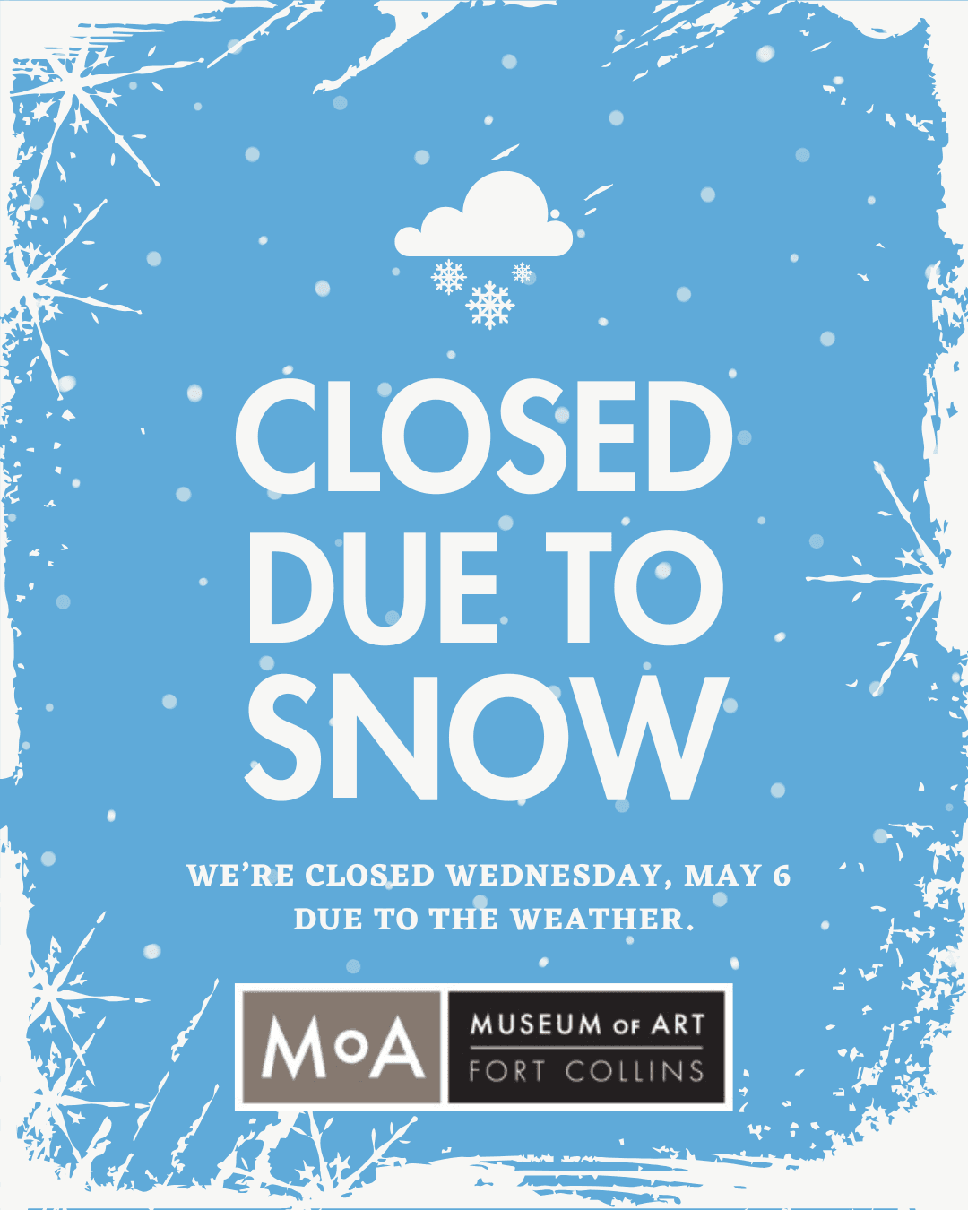 Blue White Minimalist Closed Due To Snow Weather Instagram Post